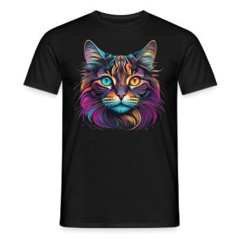 Tête de chat - T-shirt homme - noir - Devant - AI Model Male 178 light (178cm)