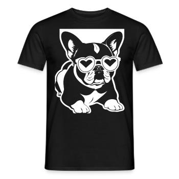 Drôle de bouledogue français avec des lunettes de soleil French Bulld - T-shirt homme - noir - Devant - AI Model Male 178 light (178cm)