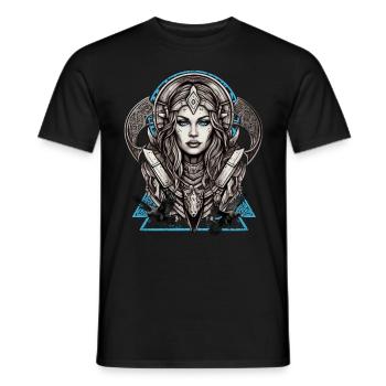 Mythology and Strength The Shieldmaiden - Men's T-Shirt - black - Front - AI Model Male 178 light (178cm)