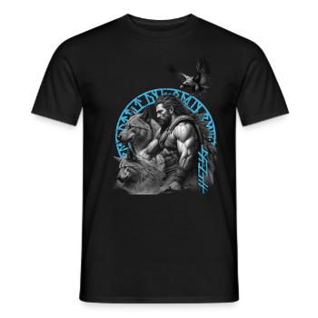 Der Wikinger Krieger und seine treuen Wölfe - Männer T-Shirt - Schwarz - Vorne - AI Model Male 178 light (178cm)
