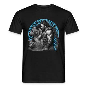Der Wikinger Krieger und seine treuen Wölfe - Männer T-Shirt - Schwarz - Vorne - AI Model Male 178 light (178cm)