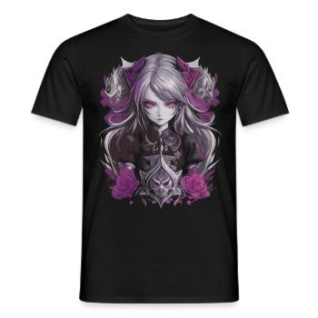 Fille d’anime gothique - T-shirt homme - noir - Devant - AI Model Male 178 light (178cm)
