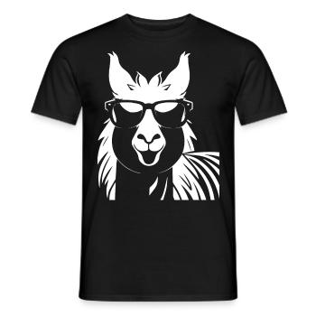 Drôle d’alpaga portant des lunettes de soleil cool alpagas - T-shirt homme - noir - Devant - AI Model Male 178 light (178cm)