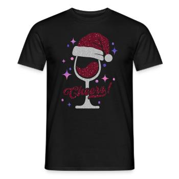 Winterlicher Weingenuss Weinglas mit Mütze - Männer T-Shirt - Schwarz - Vorne - AI Model Male 178 light (178cm)