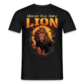 lion, lion head, strong, wild, pride, brave, royal, - Men's T-Shirt - black - Front - AI Model Male 178 light (178cm)
