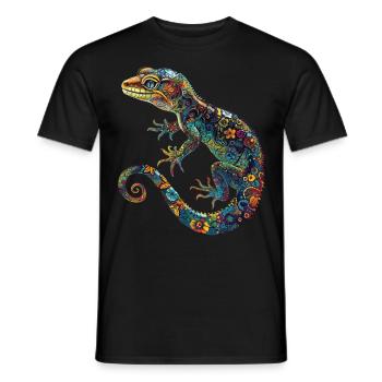 Blumen Leopard Gecko Bunt & Verschnörkelt - Männer T-Shirt - Schwarz - Vorne - AI Model Male 178 light (178cm)