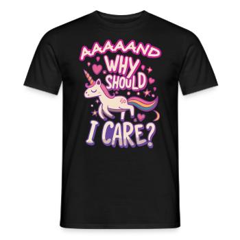 Einhorn, warum sollte ich mich für lustige Kinder interessieren? - Männer T-Shirt - Schwarz - Vorne - AI Model Male 178 light (178cm)