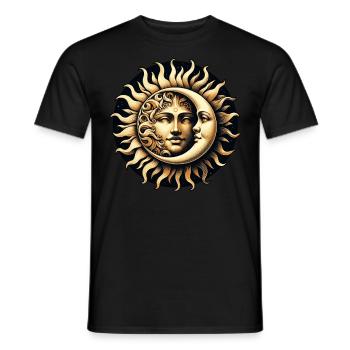 Vintage Sonne Und Mond Astronomie Astrologie Kosmos - Männer T-Shirt - Schwarz - Vorne - AI Model Male 178 light (178cm)