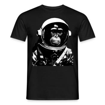 Space Monkey Astronaut Suit Astronomy Moon Landing - Men's T-Shirt - black - Front - AI Model Male 178 light (178cm)