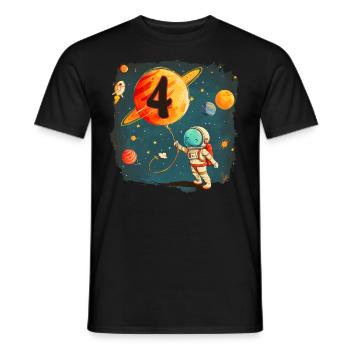 Astronautenjunge 4. Geburtstag Buntes Universum - Männer T-Shirt - Schwarz - Vorne - AI Model Male 178 light (178cm)