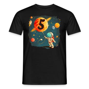 Astronaut Boy 5. Geburtstag Buntes Universum - Männer T-Shirt - Schwarz - Vorne - AI Model Male 178 light (178cm)