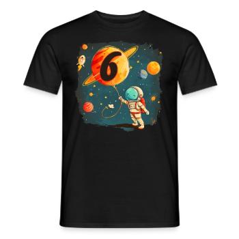 Astronaut Junge 6. Geburtstag Buntes Universum - Männer T-Shirt - Schwarz - Vorne - AI Model Male 178 light (178cm)