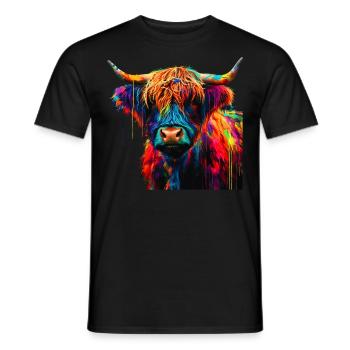Mignon Highland Vache Scottish Highlands Coloré - T-shirt homme - noir - Devant - AI Model Male 178 light (178cm)