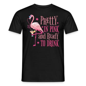 Flamingo Bachelor Party Pretty In Pink Ready To Drink - Men's T-Shirt - black - Front - AI Model Male 178 light (178cm)