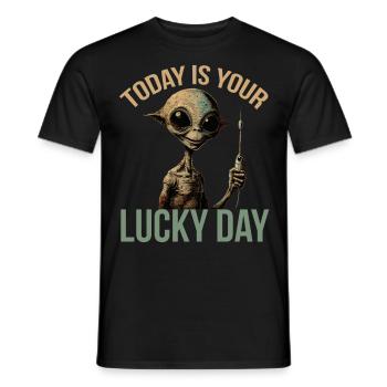 Lustige Alien-Sonde Weltrauminvasion UFO Glückstag - Männer T-Shirt - Schwarz - Vorne - AI Model Male 178 light (178cm)