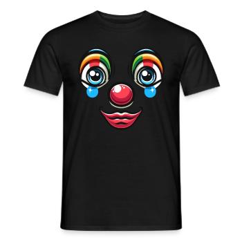 Pure carnival joy: clown face for fun - Men's T-Shirt - black - Front - AI Model Male 178 light (178cm)