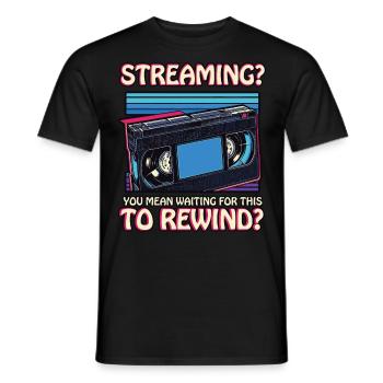 Drôle VHS Era Rembobiner Label Espace Streaming - T-shirt homme - noir - Devant - AI Model Male 178 light (178cm)