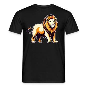 Proud lion in retro style - Men's T-Shirt - black - Front - AI Model Male 178 light (178cm)