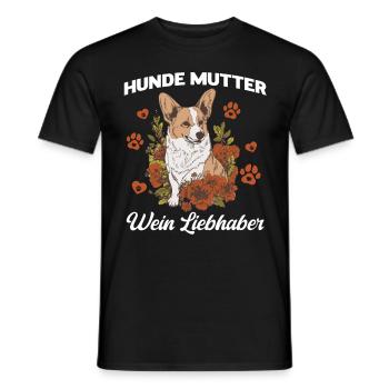 Mère canine et amoureuse du vin - T-shirt homme - noir - Devant - AI Model Male 178 light (178cm)