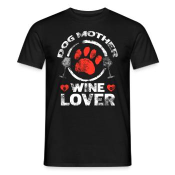 Mère canine et amoureuse du vin - T-shirt homme - noir - Devant - AI Model Male 178 light (178cm)