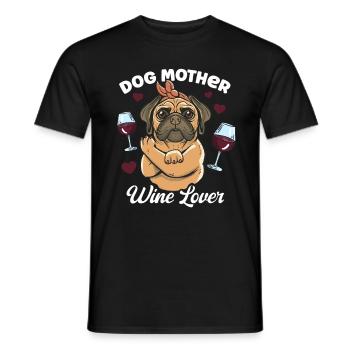 Mère canine et amoureuse du vin - T-shirt homme - noir - Devant - AI Model Male 178 light (178cm)