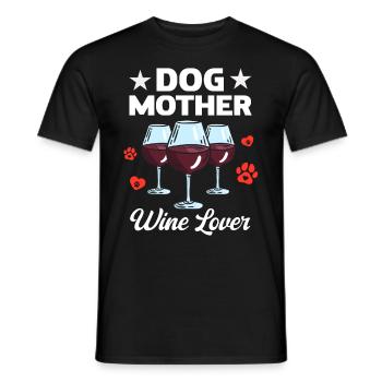 Mère canine et amoureuse du vin - T-shirt homme - noir - Devant - AI Model Male 178 light (178cm)