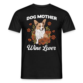Mère canine et amoureuse du vin - T-shirt homme - noir - Devant - AI Model Male 178 light (178cm)
