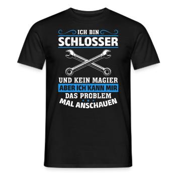 Schlosser-Shirt: Geschick über Magie - Männer T-Shirt - Schwarz - Vorne - AI Model Male 178 light (178cm)