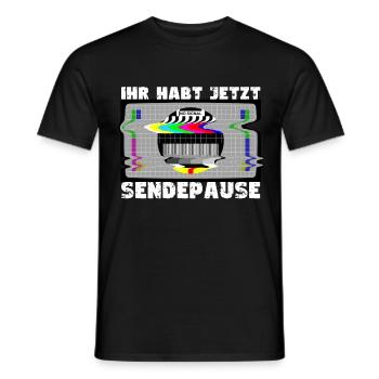 Vous avez maintenant une pause de la diffusion - Pas de signal - T-shirt homme - noir - Devant - AI Model Male 178 light (178cm)