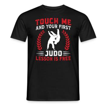 Touch me and your first Judo lesson is free - Men's T-Shirt - black - Front - AI Model Male 178 light (178cm)