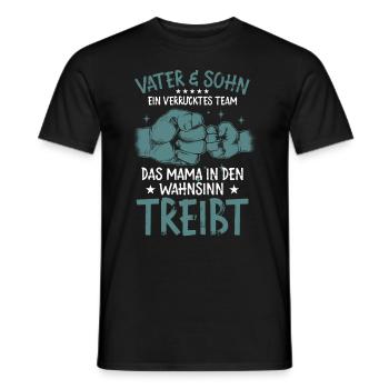 Father & Son a Crazy Team Partner Look - Men's T-Shirt - black - Front - AI Model Male 178 light (178cm)