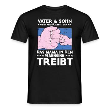 Father & Son a Crazy Team Partner Look - Men's T-Shirt - black - Front - AI Model Male 178 light (178cm)