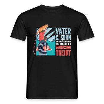 Father & Son a Crazy Team Partner Look - Men's T-Shirt - black - Front - AI Model Male 178 light (178cm)