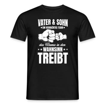 Father & Son a Crazy Team Partner Look - Men's T-Shirt - black - Front - AI Model Male 178 light (178cm)