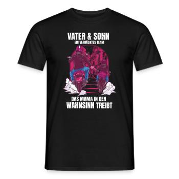 Father & Son a Crazy Team Partner Look - Men's T-Shirt - black - Front - AI Model Male 178 light (178cm)