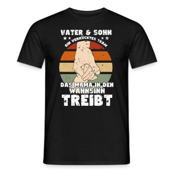 Father & Son a Crazy Team Partner Look - Men's T-Shirt - black - Front - AI Model Male 178 light (178cm)