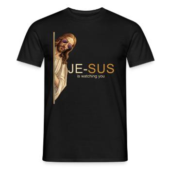 Cool Jesus Heavenly Style - Men's T-Shirt - black - Front - AI Model Male 178 light (178cm)