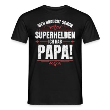 Superhero Dad Better Than Any Comic Hero - Men's T-Shirt - black - Front - AI Model Male 178 light (178cm)