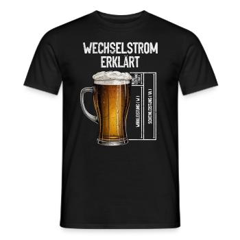 AC explique la technologie des électriciens de bière - T-shirt homme - noir - Devant - AI Model Male 178 light (178cm)