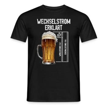 AC explique la technologie des électriciens de bière - T-shirt homme - noir - Devant - AI Model Male 178 light (178cm)