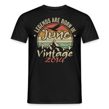 Birthday June 2014 born in June 2014 Retro 2014 - Men's T-Shirt - black - Front - AI Model Male 178 light (178cm)