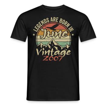 Geburtstag Juni 2007 geboren im Juni 2007 Retro 2007 - Männer T-Shirt - Schwarz - Vorne - AI Model Male 178 light (178cm)