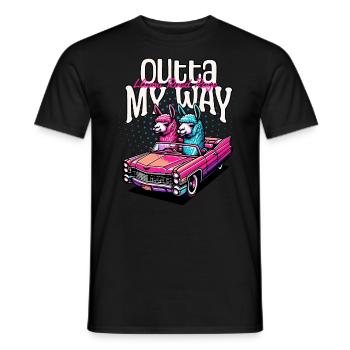 Llama Outta my way - road rage - Men's T-Shirt - black - Front - AI Model Male 178 light (178cm)