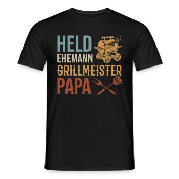 Hero, husband, grill master, dad - Men's T-Shirt - black - Front - AI Model Male 178 light (178cm)