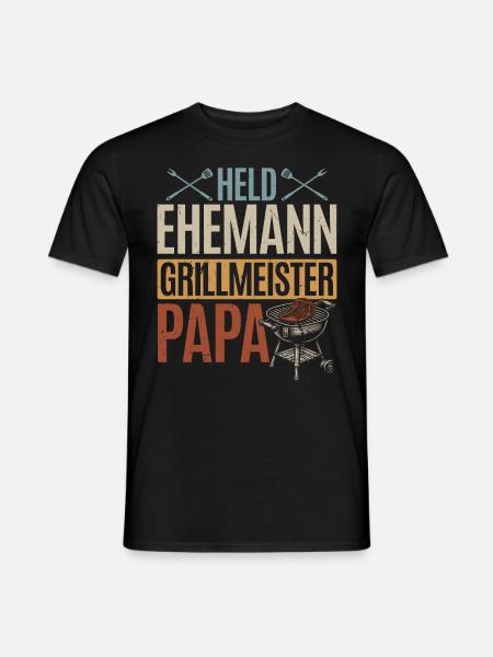 Hero, husband, grill master, dad - Men's T-Shirt - black