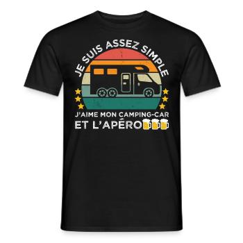 J' aime mon camping-car et l' apéro humour camping - T-shirt homme - noir - Devant - AI Model Male 178 light (178cm)