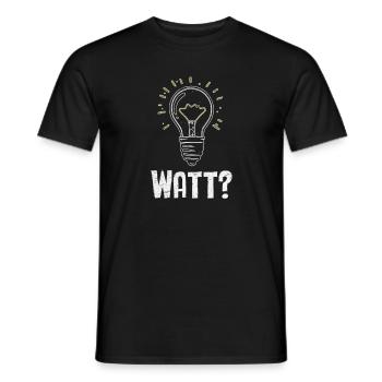 Electrician: WATT? Humor and craftsmanship combined - Men's T-Shirt - black - Front - AI Model Male 178 light (178cm)