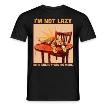Chat paresseux Humour Mode d’économie d’énergie Citation amusante - T-shirt homme - noir - Devant - AI Model Male 178 light (178cm)