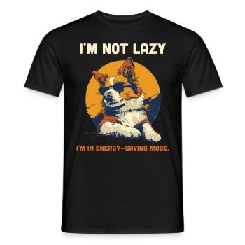 Lazy Dog Humor Energy Saving Mode Funny - Men's T-Shirt - black - Front - AI Model Male 178 light (178cm)
