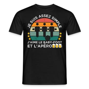 J' aime le baby-foot et l' apéro cadeau vintage - T-shirt homme - noir - Devant - AI Model Male 178 light (178cm)